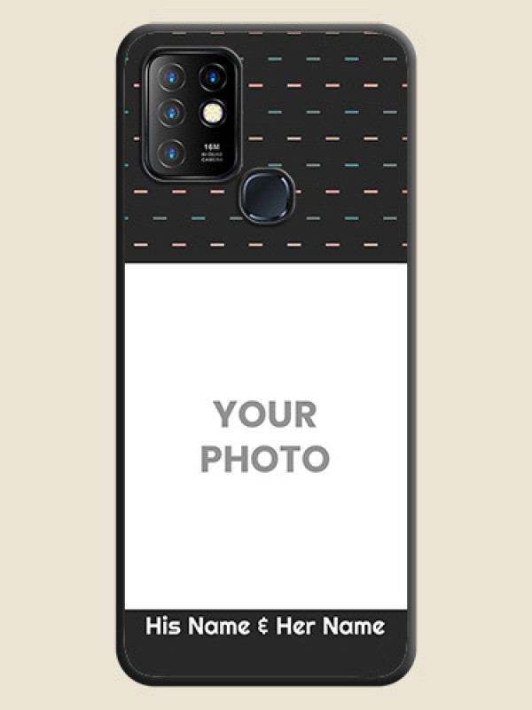 Custom Line Pattern Design with Text on Space Black Custom Soft Matte Phone Back Cover - Infinix Hot 10 - alternate view