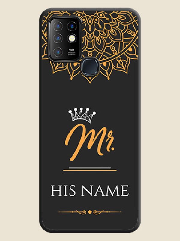 Custom Mr Name with Floral Design  on Personalised Space Black Soft Matte Cases - Infinix Hot 10 - alternate view