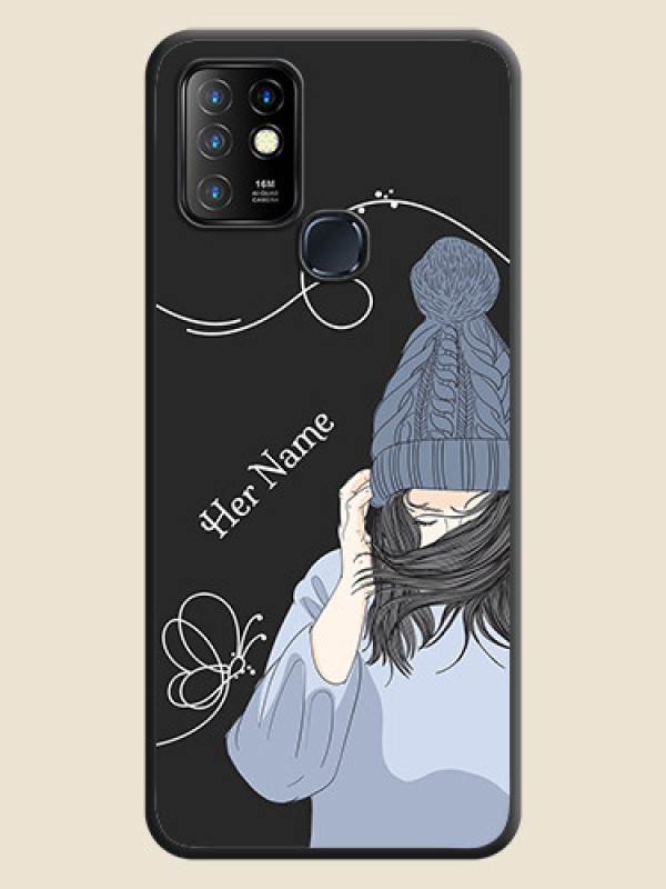 Custom Girl With Blue Winter Outfiit Custom Text Design On Space Black Personalized Soft Matte Phone Covers -Infinix Hot 10 - alternate view