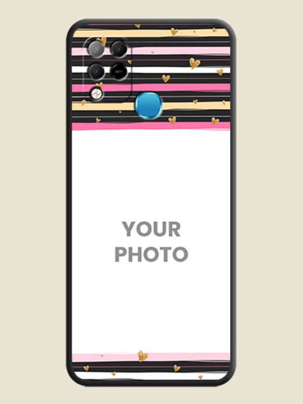 Custom Multicolor Lines and Golden Love Symbols Design on Photo on Space Black Soft Matte Mobile Cover - Infinix Hot 10s - alternate view