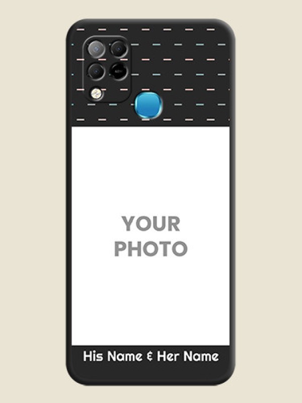 Custom Line Pattern Design with Text on Space Black Custom Soft Matte Phone Back Cover - Infinix Hot 10s - alternate view