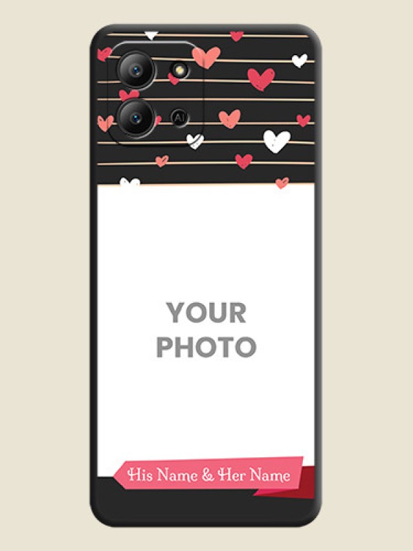 Custom Love Pattern with Name on Pink Ribbon on Photo On Space Black Custom Soft Matte Mobile Back Cover - Infinix Hot 11 2022 - alternate view