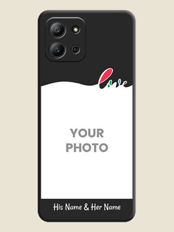 Custom Fall in Love Pattern with Picture on Photo On Space Black Custom Soft Matte Mobile Back Cover - Infinix Hot 11 2022 - alternate view