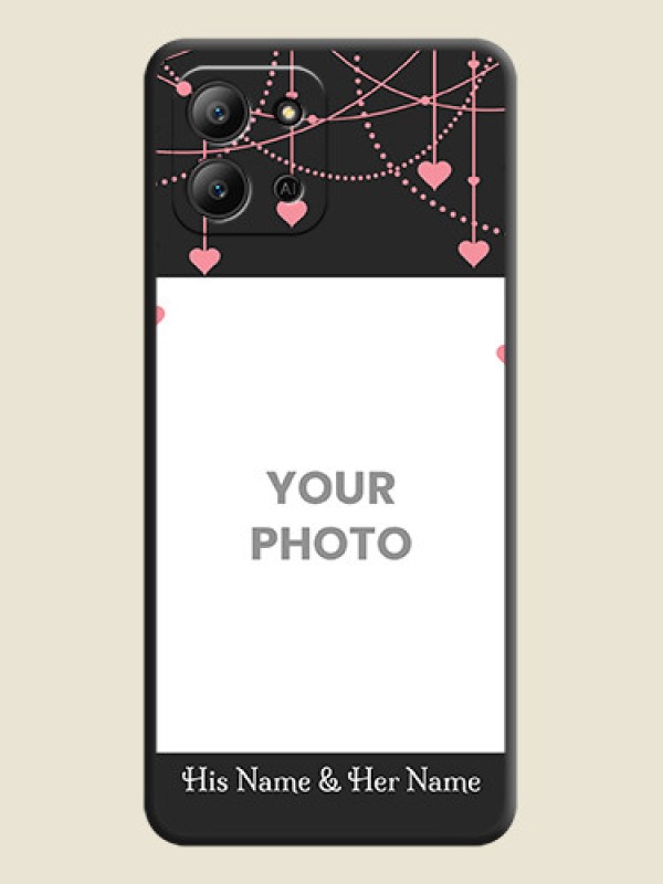 Custom Pink Love Hangings with Text On Space Black Custom Soft Matte Mobile Back Cover - Infinix Hot 11 2022 - alternate view