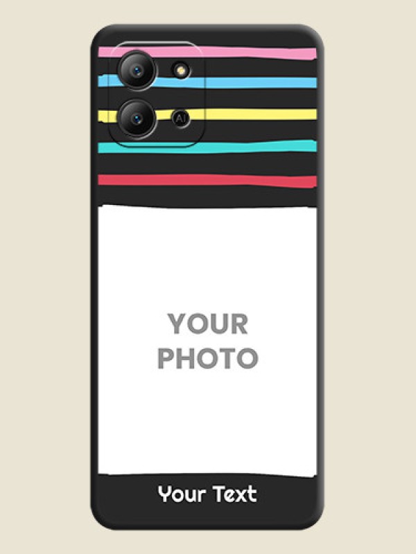 Custom Multicolor Lines with Image On Space Black Custom Soft Matte Mobile Back Cover - Infinix Hot 11 2022 - alternate view