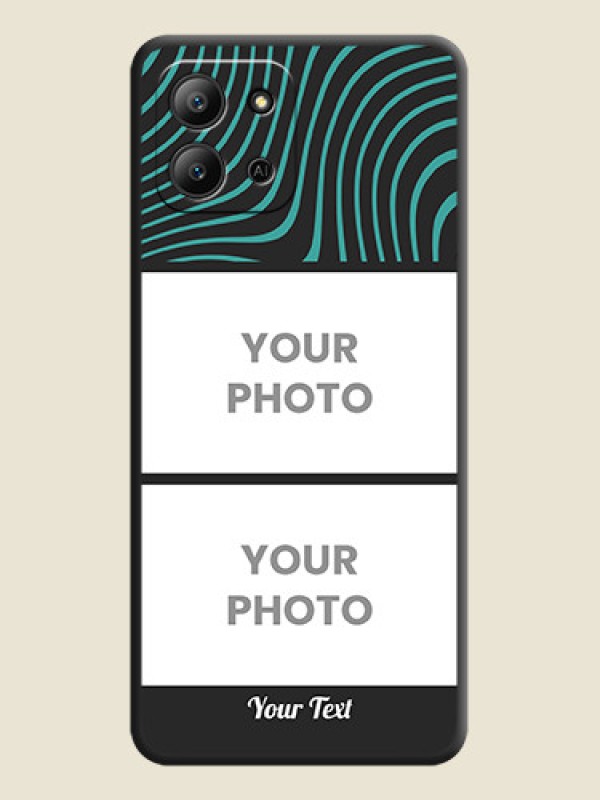 Custom Wave Pattern with 2 Image Holder On Space Black Custom Soft Matte Mobile Back Cover - Infinix Hot 11 2022 - alternate view