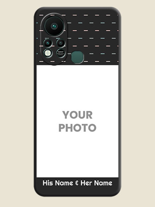 Custom Line Pattern Design with Text on Space Black Custom Soft Matte Phone Back Cover - Infinix Hot 11s - alternate view