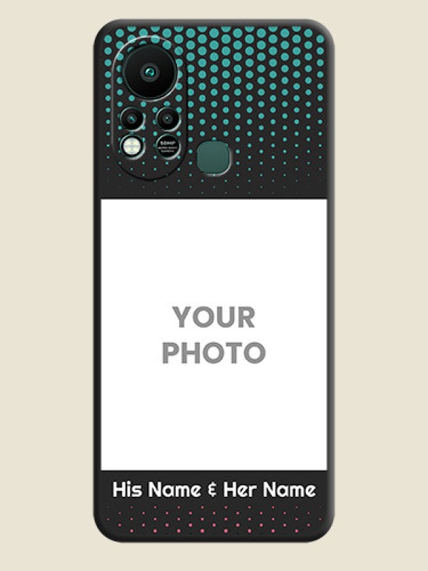 Custom Faded Dots with Grunge Photo Frame and Text on Space Black Custom Soft Matte Phone Cases - Infinix Hot 11s - alternate view
