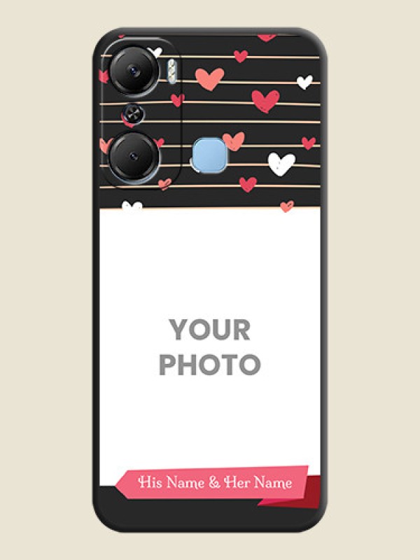 Custom Love Pattern with Name on Pink Ribbon - Photo on Space Black Soft Matte Back Cover - Infinix Hot 12 Pro - alternate view