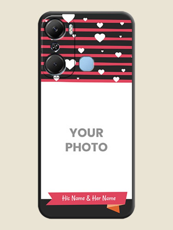 Custom White Color Love Symbols with Pink Lines Pattern on Space Black Custom Soft Matte Phone Cases - Infinix Hot 12 Pro - alternate view