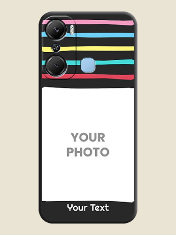 Custom Multicolor Lines with Image on Space Black Personalized Soft Matte Phone Covers - Infinix Hot 12 Pro - alternate view