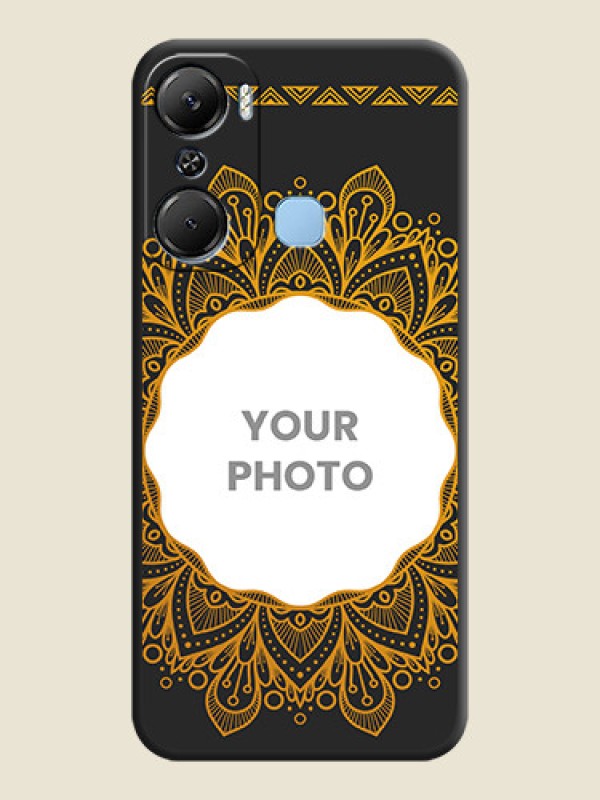 Custom Round Image with Floral Design - Photo on Space Black Soft Matte Mobile Cover - Infinix Hot 12 Pro - alternate view