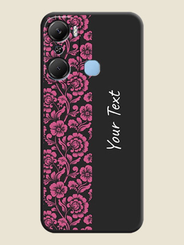 Custom Pink Floral Pattern Design With Custom Text On Space Black Personalized Soft Matte Phone Covers - Infinix Hot 12 Pro - alternate view