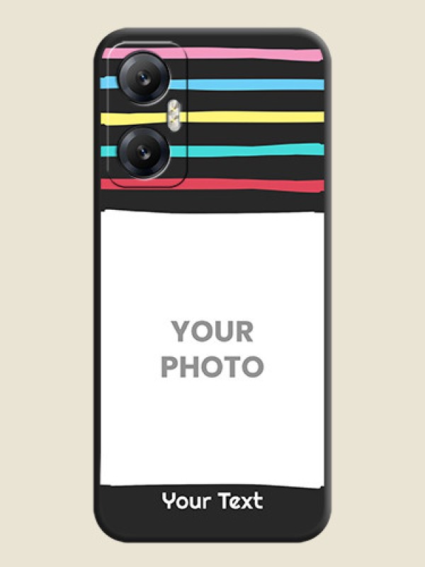 Custom Multicolor Lines with Image on Space Black Personalized Soft Matte Phone Covers - Infinix Hot 20 5G - alternate view