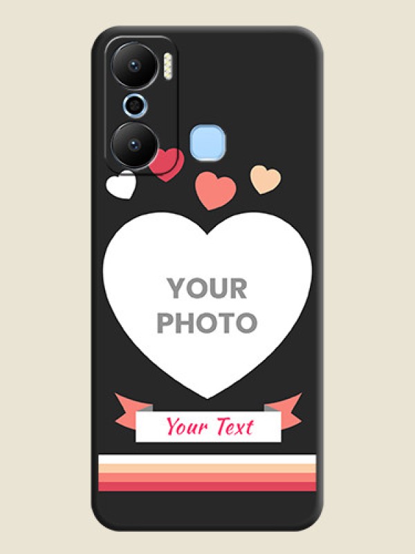 Custom Love Shaped Photo with Colorful Stripes on Personalised Space Black Soft Matte Cases - Infinix Hot 20 Play - alternate view