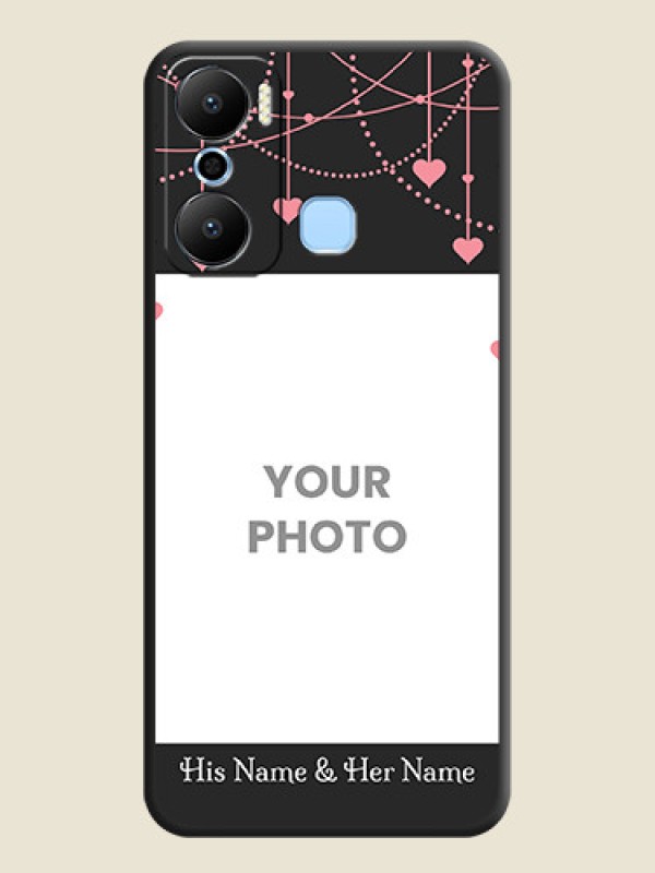 Custom Pink Love Hangings with Text on Space Black Custom Soft Matte Back Cover - Infinix Hot 20 Play - alternate view
