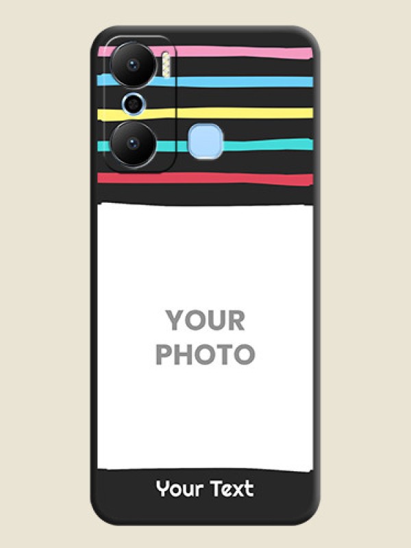 Custom Multicolor Lines with Image on Space Black Personalized Soft Matte Phone Covers - Infinix Hot 20 Play - alternate view