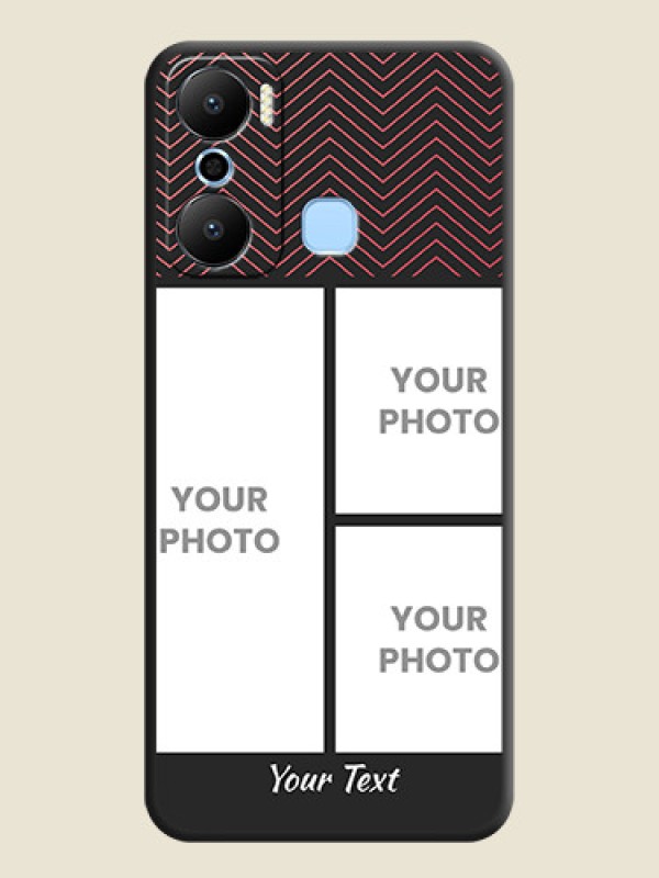 Custom Wave Pattern with 3 Image Holder on Space Black Custom Soft Matte Back Cover - Infinix Hot 20 Play - alternate view