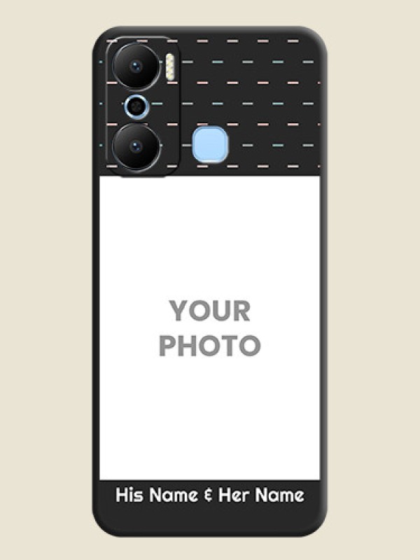 Custom Line Pattern Design with Text on Space Black Custom Soft Matte Phone Back Cover - Infinix Hot 20 Play - alternate view