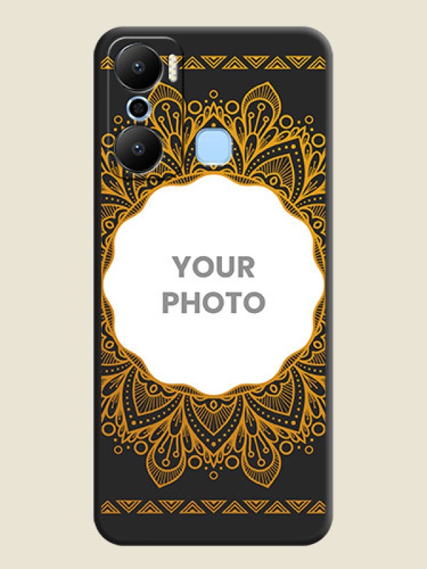Custom Round Image with Floral Design - Photo on Space Black Soft Matte Mobile Cover - Infinix Hot 20 Play - alternate view