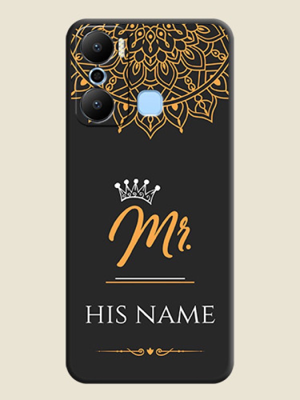 Custom Mr Name with Floral Design on Personalised Space Black Soft Matte Cases - Infinix Hot 20 Play - alternate view