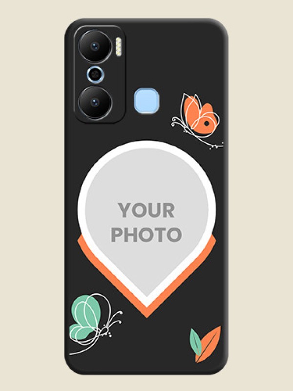Custom Upload Pic With Simple Butterly Design On Space Black Personalized Soft Matte Phone Covers - Infinix Hot 20 Play - alternate view