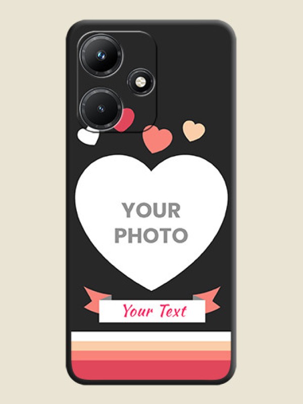 Custom Love Shaped Photo with Colorful Stripes on Personalised Space Black Soft Matte Cases - Infinix Hot 30I - alternate view