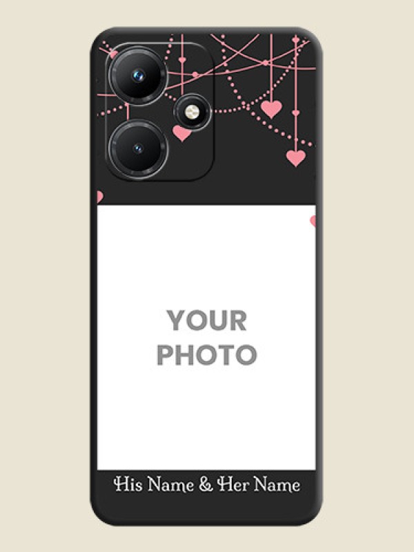 Custom Pink Love Hangings with Text on Space Black Custom Soft Matte Back Cover - Infinix Hot 30I - alternate view