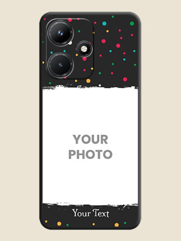 Custom Multicolor Dotted Pattern with Text on Space Black Custom Soft Matte Phone Back Cover - Infinix Hot 30I - alternate view