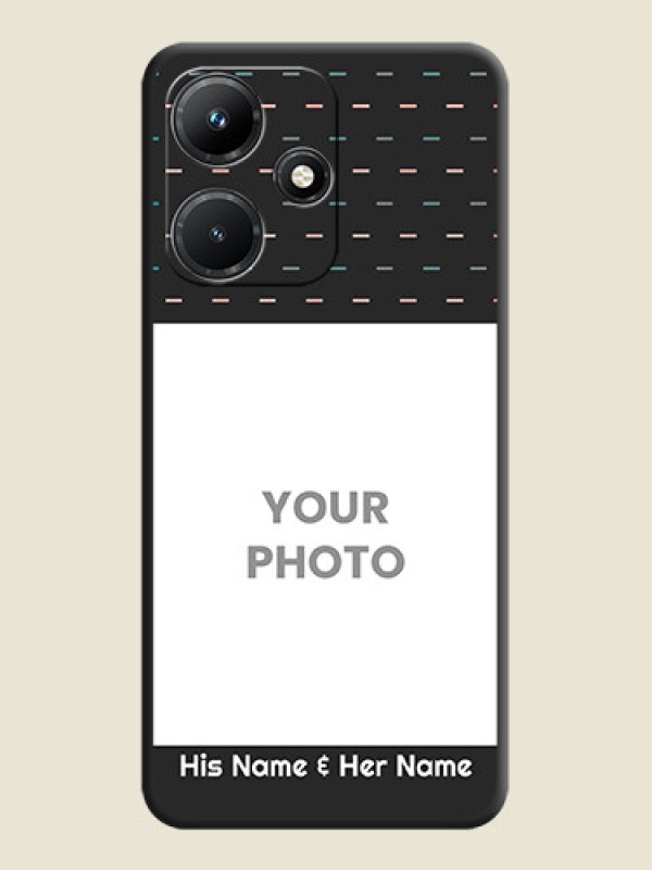 Custom Line Pattern Design with Text on Space Black Custom Soft Matte Phone Back Cover - Infinix Hot 30I - alternate view