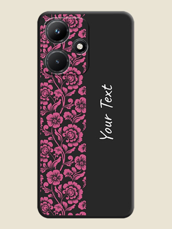 Custom Pink Floral Pattern Design With Custom Text On Space Black Personalized Soft Matte Phone Covers - Infinix Hot 30I - alternate view