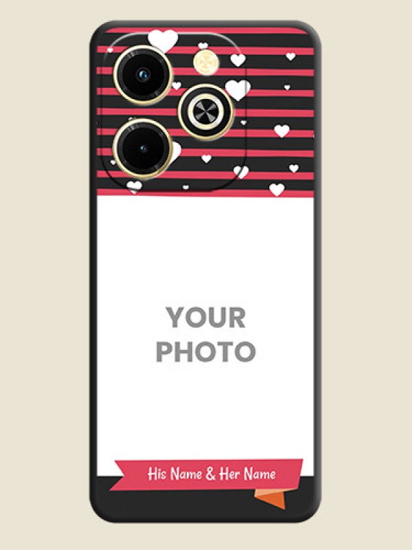 Custom White Color Love Symbols with Pink Lines Pattern On Space Black Custom Soft Matte Mobile Back Cover - Infinix Hot 40i - alternate view