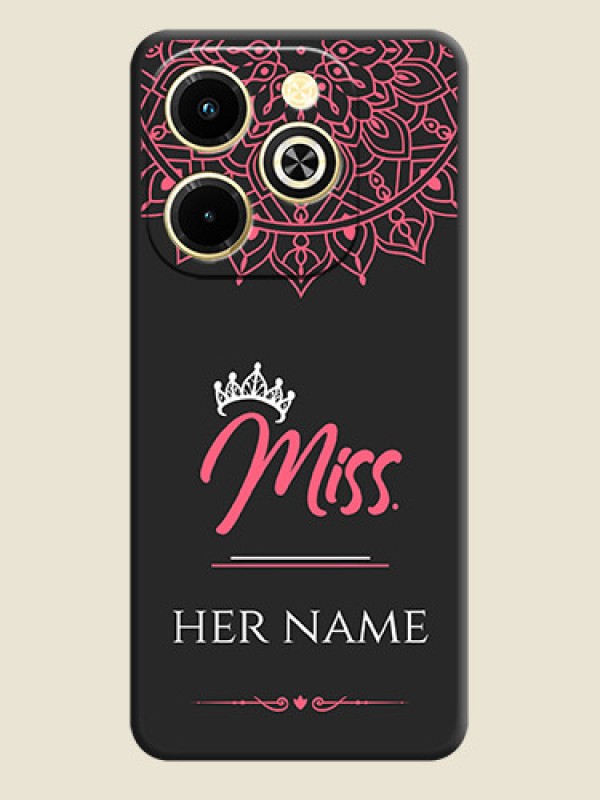 Custom Mrs Name with Floral Design On Space Black Custom Soft Matte Mobile Back Cover - Infinix Hot 40i - alternate view