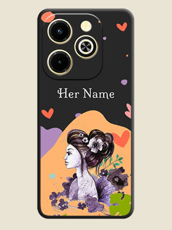 Custom Namecase For Her With Fancy Lady Image On Space Black Custom Soft Matte Mobile Back Cover - Infinix Hot 40i - alternate view