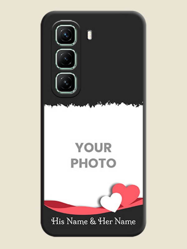 Custom Pin Color Love Shaped Ribbon Design with Text On Space Black Custom Soft Matte Mobile Back Cover - Infinix Hot 50 5G - alternate view