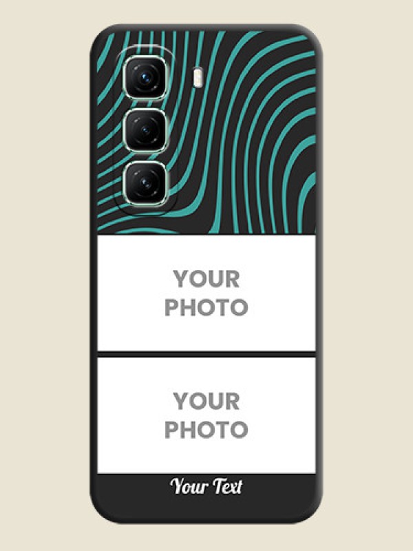 Custom Wave Pattern with 2 Image Holder On Space Black Custom Soft Matte Mobile Back Cover - Infinix Hot 50 5G - alternate view