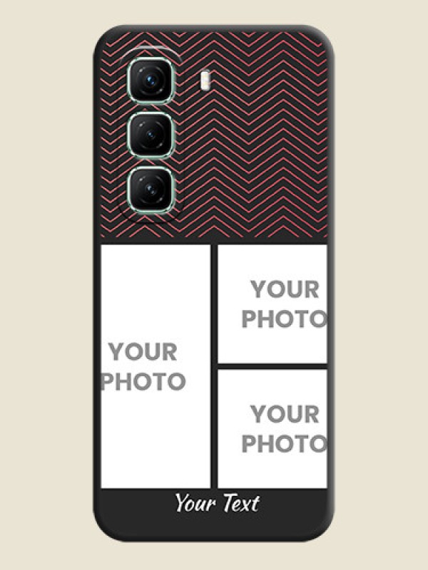 Custom Wave Pattern with 3 Image Holder On Space Black Custom Soft Matte Mobile Back Cover - Infinix Hot 50 5G - alternate view