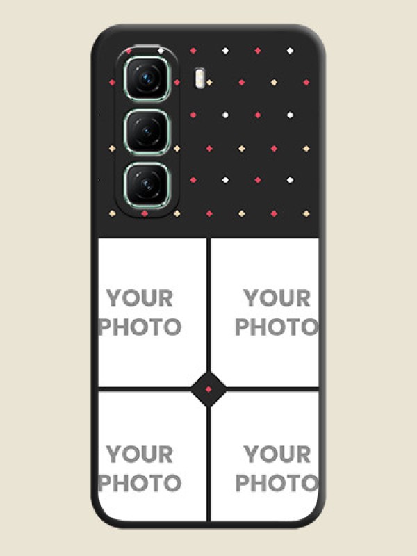 Custom Multicolor Dotted Pattern with 4 Image Holder On Space Black Custom Soft Matte Mobile Back Cover - Infinix Hot 50 5G - alternate view