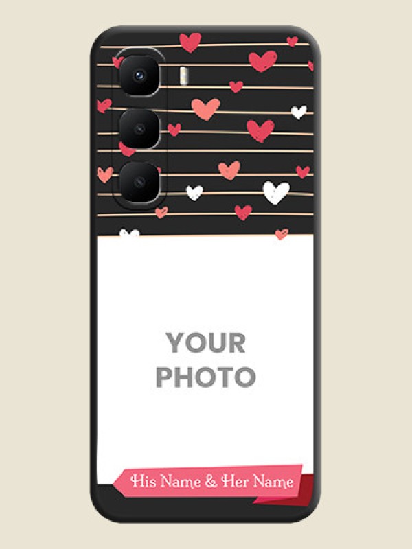 Custom Love Pattern with Name on Pink Ribbon on Photo On Space Black Custom Soft Matte Mobile Back Cover - Infinix Hot 60 5G - alternate view