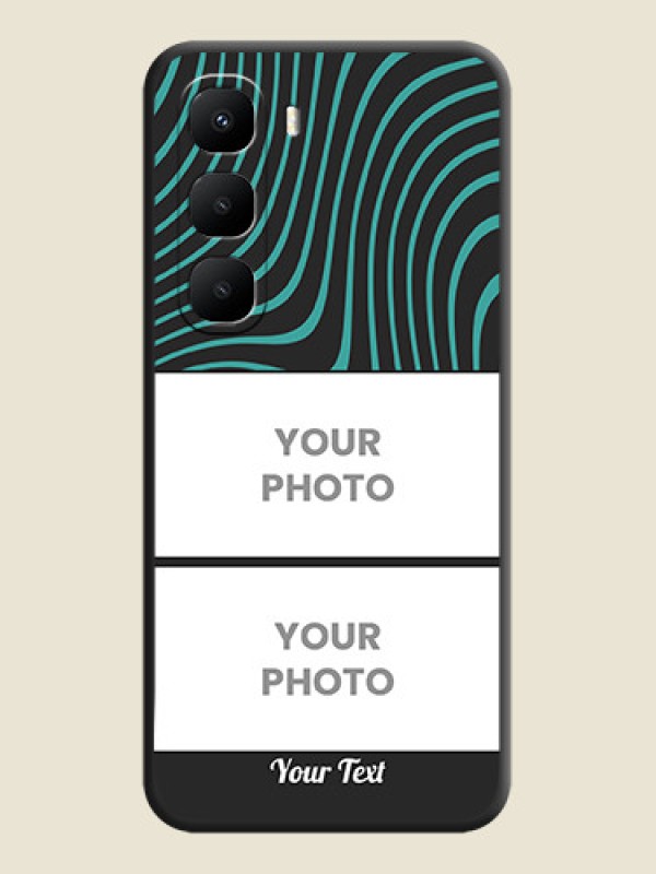 Custom Wave Pattern with 2 Image Holder On Space Black Custom Soft Matte Mobile Back Cover - Infinix Hot 60 5G - alternate view
