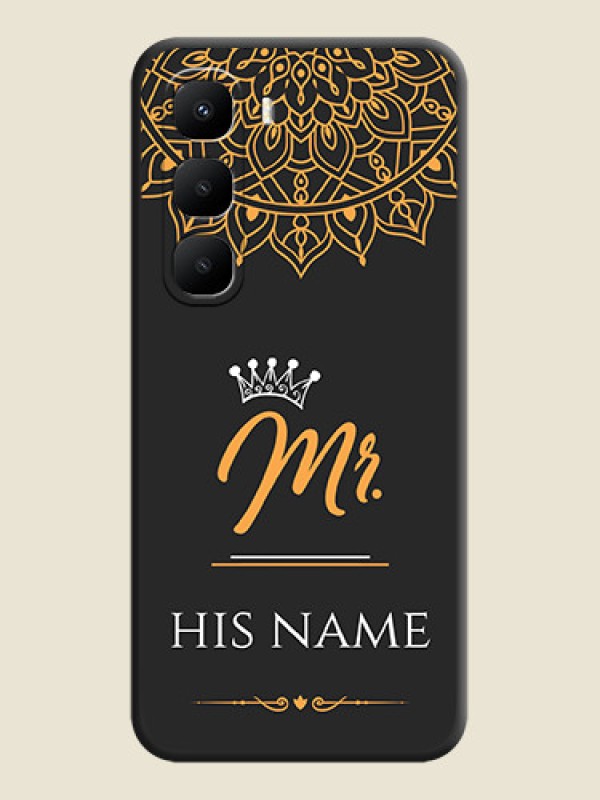 Custom Mr Name with Floral Design On Space Black Custom Soft Matte Mobile Back Cover - Infinix Hot 60 5G - alternate view