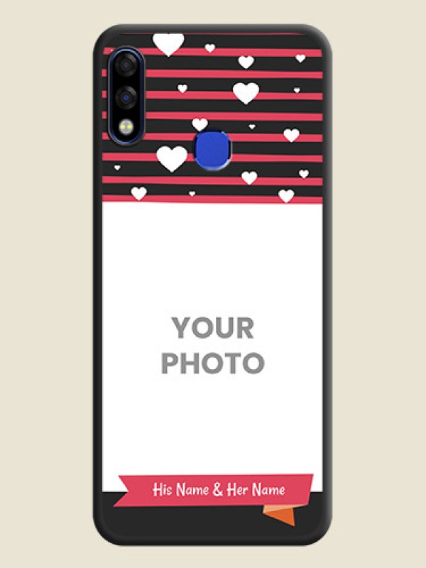 Custom White Color Love Symbols with Pink Lines Pattern on Space Black Custom Soft Matte Phone Cases - Infinix Hot 7 Pro - alternate view