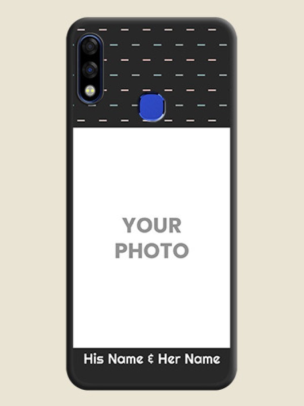Custom Line Pattern Design with Text on Space Black Custom Soft Matte Phone Back Cover - Infinix Hot 7 Pro - alternate view