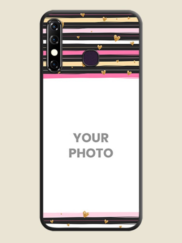 Custom Multicolor Lines and Golden Love Symbols Design - Photo on Space Black Soft Matte Mobile Cover - Infinix Hot 8 - alternate view