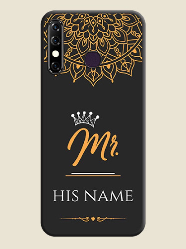 Custom Mr Name with Floral Design on Personalised Space Black Soft Matte Cases - Infinix Hot 8 - alternate view