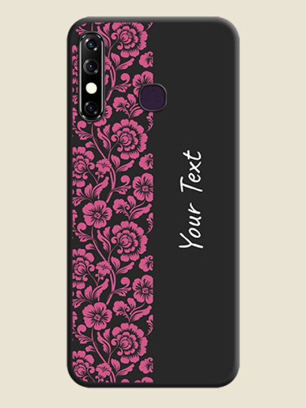 Custom Pink Floral Pattern Design With Custom Text On Space Black Personalized Soft Matte Phone Covers - Infinix Hot 8 - alternate view