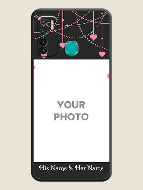 Custom Pink Love Hangings with Text on Space Black Custom Soft Matte Back Cover - Infinix Hot 9 Pro - alternate view