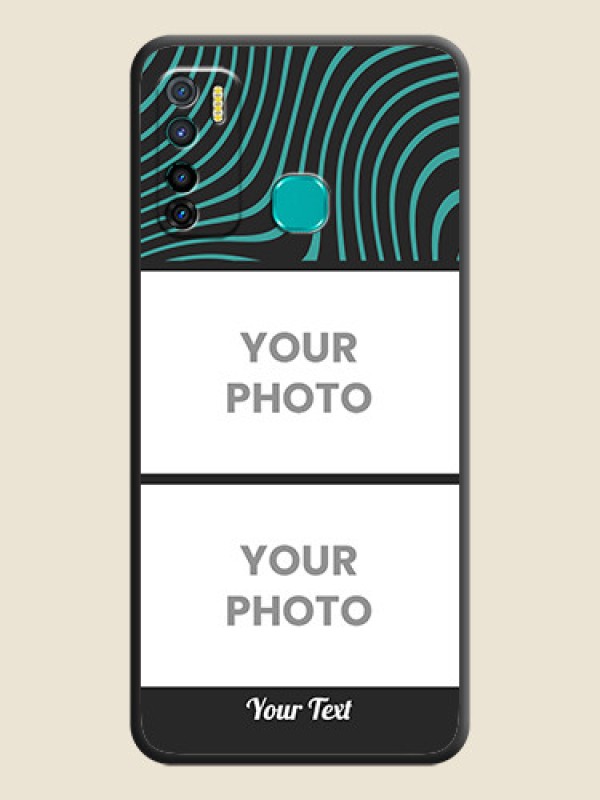 Custom Wave Pattern with 2 Image Holder on Space Black Personalized Soft Matte Phone Covers - Infinix Hot 9 Pro - alternate view