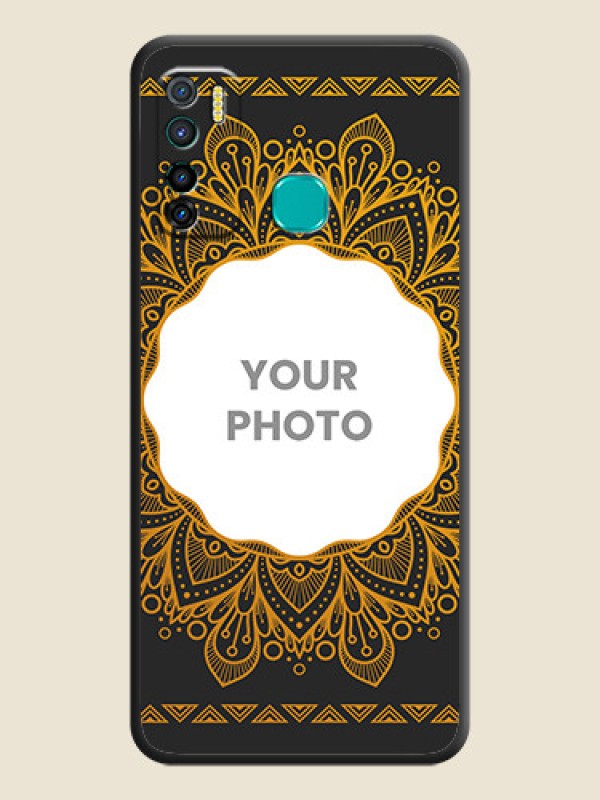 Custom Round Image with Floral Design on Photo on Space Black Soft Matte Mobile Cover - Infinix Hot 9 Pro - alternate view