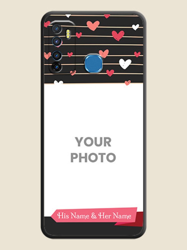 Custom Love Pattern with Name on Pink Ribbon  on Photo on Space Black Soft Matte Back Cover - Infinix Hot 9 - alternate view